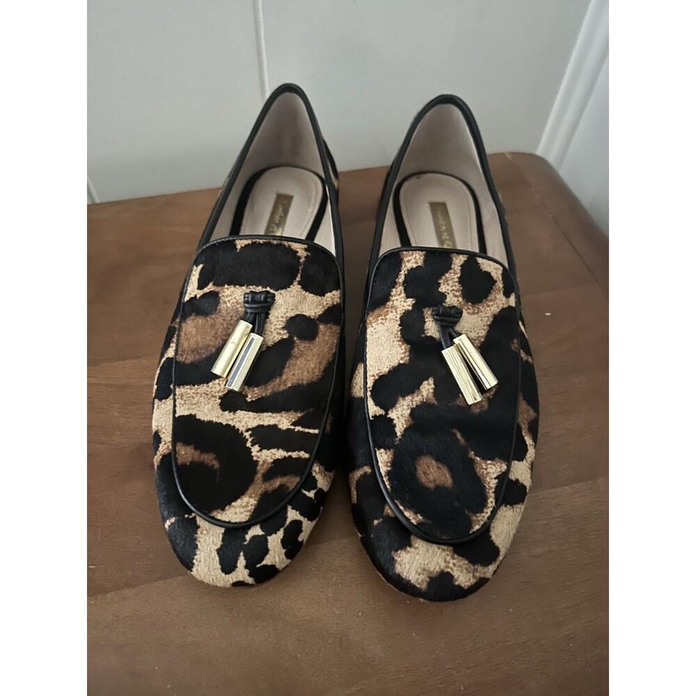 Louise Et Cie Blondell Womens Leopard Tassel Loafers Cow Hair Size 8